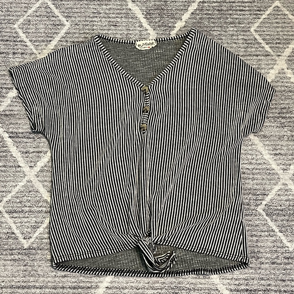 Striped Short Sleeve Button Down Shirt XS